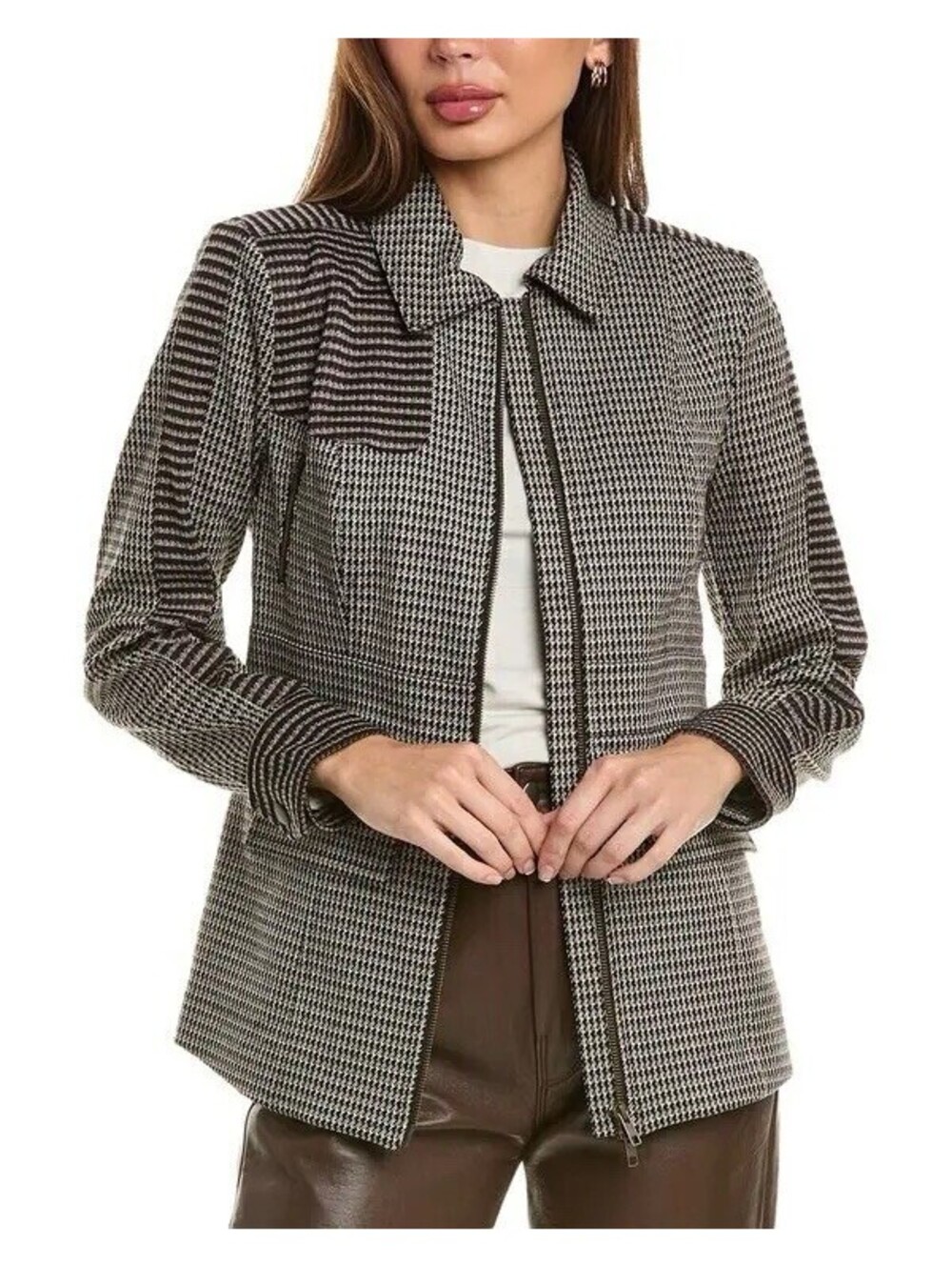 Cabi Mix Print Houndstooth Baron Blazer Full Zip - LRG